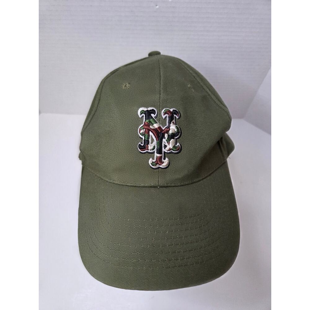 Jeep New York Mets MLB Hat Cap Olive Green Camo Logo BWM Global Adjustable‎